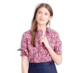 J. Crew x Liberty Perfect Shirt Cotton Poplin Liberty Wiltshire Women's Size 8